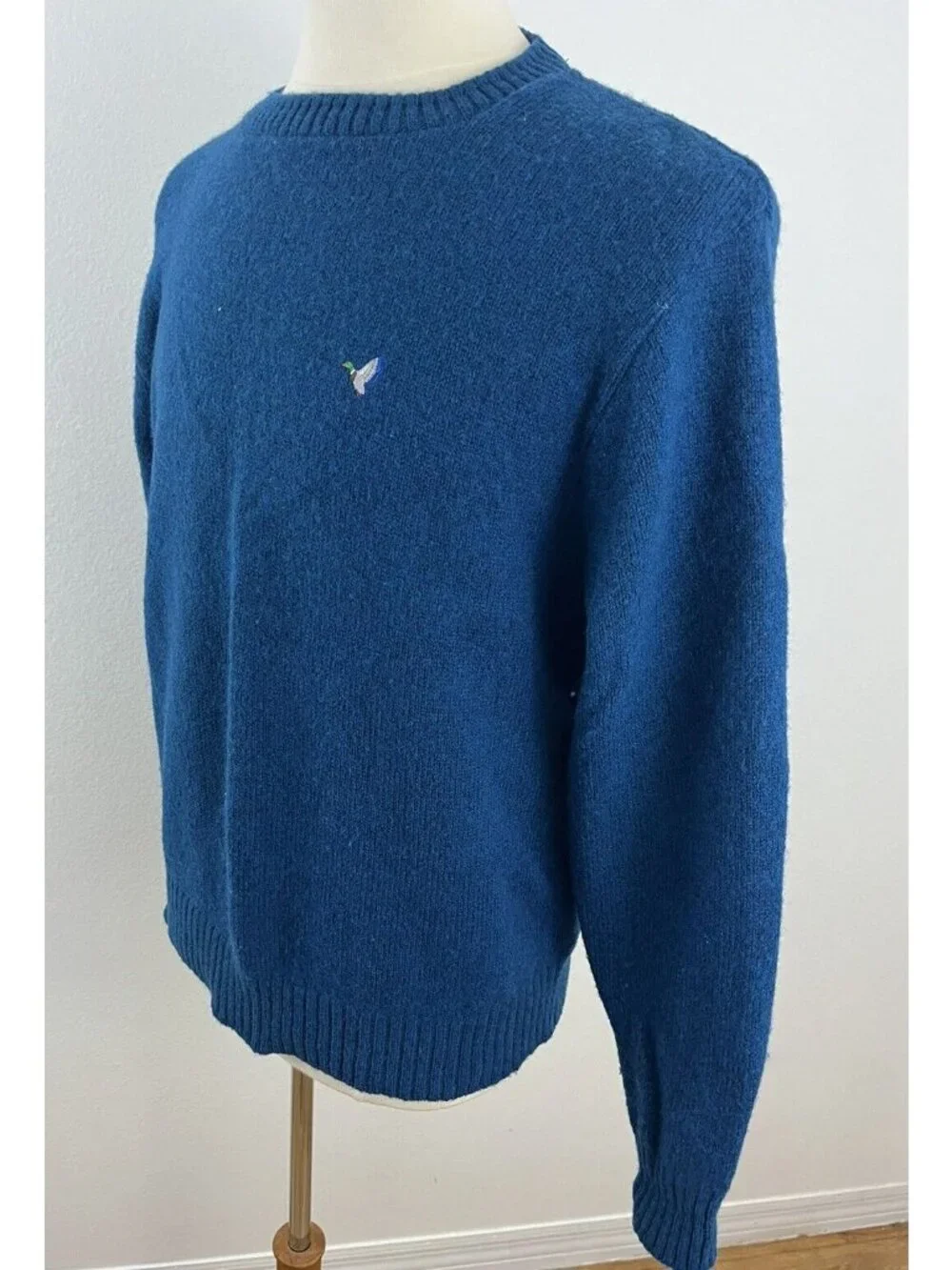 Vintage Flying Scotsman Men's XL Crewneck Wool Sweater Pullover Blue Green Marl